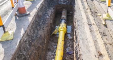 Underground pipe in trench